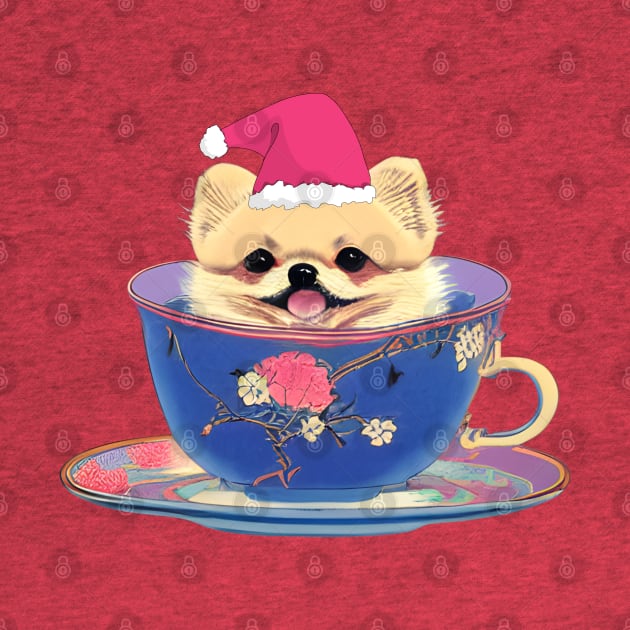 Cutest Pink Teacup Pomeranian Puppy in Merry Christmas Day by Mochabonk